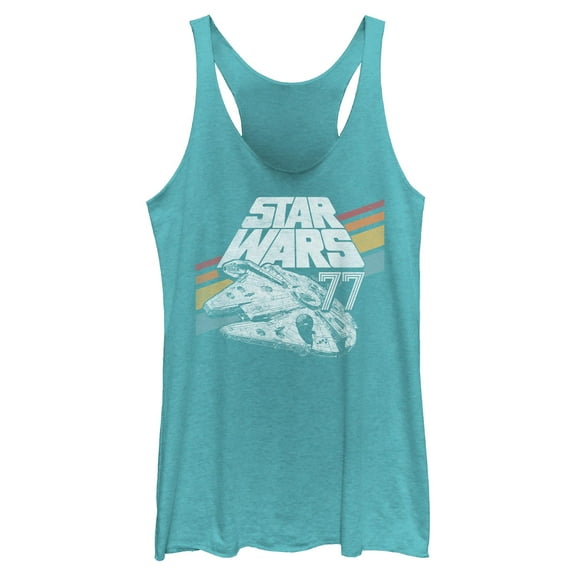 Womens Star Wars Retro 77 Millennium Falcon Stripes Racerback Tank