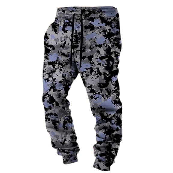 oqasdz Pants for Men Elastic Waist Fall Winter Digital Print Trousers with Drawstring Large Size Corded Footpants Casual Y2k Streetwear