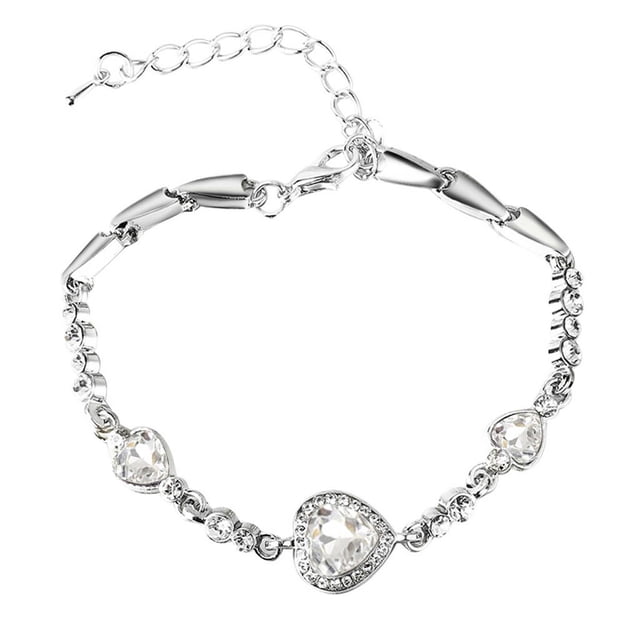 Fiudx Pulsera de Corazón, Elegante Brazalete de Cristal, Joyería de Boda de Moda, Regallo Romántico de San Valentín, Accesorio para Mujer, Ropa de Fiesta, Estilo Femenino, Incluye Collar a Juego.