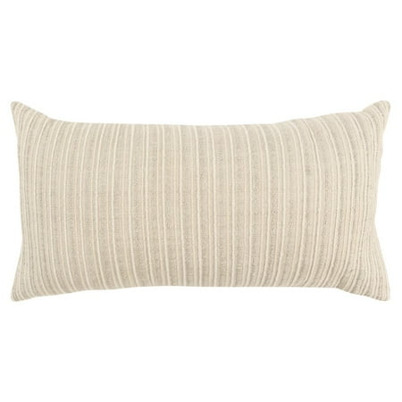14&#34;x26&#34; Oversized Solid Striped Poly Filled Lumbar Throw Pillow Light Beige - Rizzy Home: Canvas Texture, Indoor Use