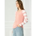 thumbnail image 4 of Tops A Rayas Con Cuello En V Y Mangas Raglán Largas Para Mujer Rosa M, 4 of 6