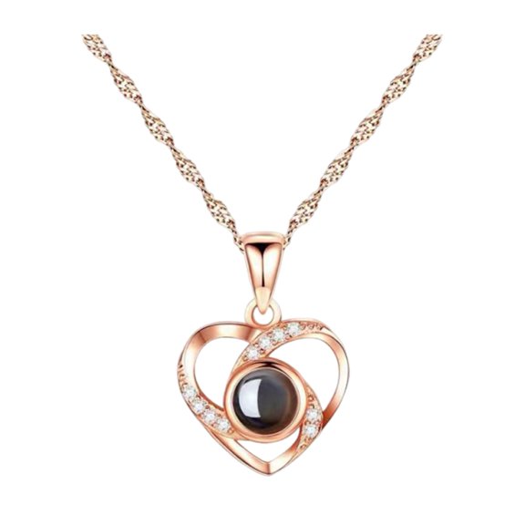 HUANLEDASH Picture Necklace Personalized Photo Projection Necklace Memorial Valentine's Day Birthday Gifts for Wife Girlfriend