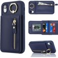 thumbnail image 2 of iPhone XR Phone case Wallet for Women, iPhone XR Phone case with Card Holder with Credit Card with Ring Kickstand Zipper Shockproof Slim Stand Case for iPhoneXR - Blue, 2 of 15