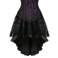 thumbnail image 4 of Women's Irregular Steampunk Skirt High Waisted Multi-Layer Lace Costume Gothic Skirt with Corset Black Green-1-XXXL, 4 of 7