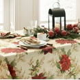 thumbnail image 2 of Elrene Home Fashions Festive Poinsettia Holiday Fabric Tablecloth, 2 of 2
