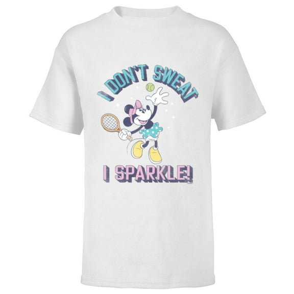Disney Minnie Mouse Sports Tennis I Don’t Sweat, I Sparkle! - Short Sleeve T-Shirt for Kids - Customized-White