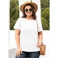 thumbnail image 4 of SHOWMALL Plus Size Shirts for Women White 4X Crewneck Short Sleeve Tunic Clothing Blouse Flowy Summer Tops Loose Tees Maternity Clothes, 4 of 6