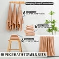 thumbnail image 5 of Kebury 18 Piece Family Bath Towels Set - 6 Bath Sheets, 6 Hand Towels & 6 Washcloths - Microfiber Shower Towels with Hanging Loop Absorbent Ultra Soft Towels for Bathroom Spa Gym- Dark Orange, 5 of 7