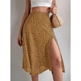 thumbnail image 4 of Women'S Summer High Waisted Flowy Slit Midi Skirts Casual Boho Floral Beach Skirt Yellow L, 4 of 9