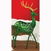 Pack of 2 Small Green Reindeer Christmas Figures with Gold Glitter Antlers 10.5"