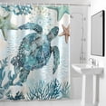 thumbnail image 4 of Ocean Turtle Starfish Fabric Shower Curtain Summer Blue Washable Shower Curtains for Bathroom, Waterproof Bath Curtain with Hooks Home Decor 72x72in, 4 of 8