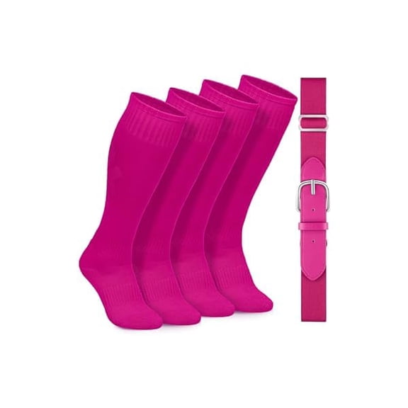 Eryueer2 Pairs Baseball Socks and Belt Cotton Adjustable Youth Baseball Softball Socks Belt for Boys Girls