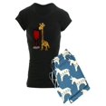 thumbnail image 1 of CafePress - Giraffe Drinking Wine - Women's Dark Pajamas, 1 of 1