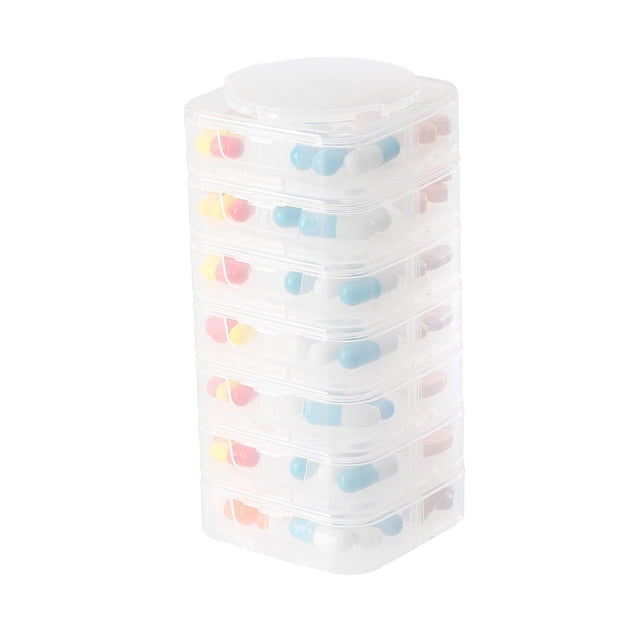 7pcs Pill Box Organizer Small Compact Modular Design Detachable High-visibility Color Container for Medication And Supplements