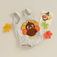 thumbnail image 3 of Douhoow Baby Thanksgiving Turkey Print Romper 0-18M Sleeveless Corduroy Romper Infant Fall Suspender Jumpsuits, 3 of 9