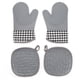 thumbnail image 5 of Guantes de algodón de silicona, almohadilla de aislamiento térmico, juego de guantes para horno, mitones para uso en cocina, 5 of 8