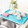 thumbnail image 3 of Multi-Functional Rectangular Kitchen Drain Tray with Efficient Drainage - Durable Storage Solution for Fruits, Vegetables, Utensils & Dishes - Decorative Accessory Available in Blue, White, Pink,, 3 of 6