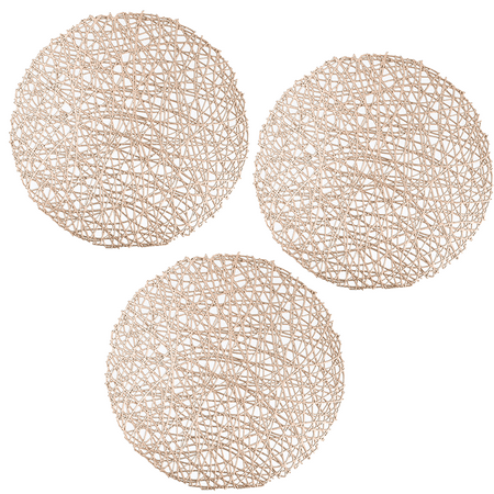 

Round Placemats for Dinner Table Set of 3 Metallic Hollow Out Line Circle Table Mats Vinyl Place Mats for Table Decor Wedding Accent Centerpiece
