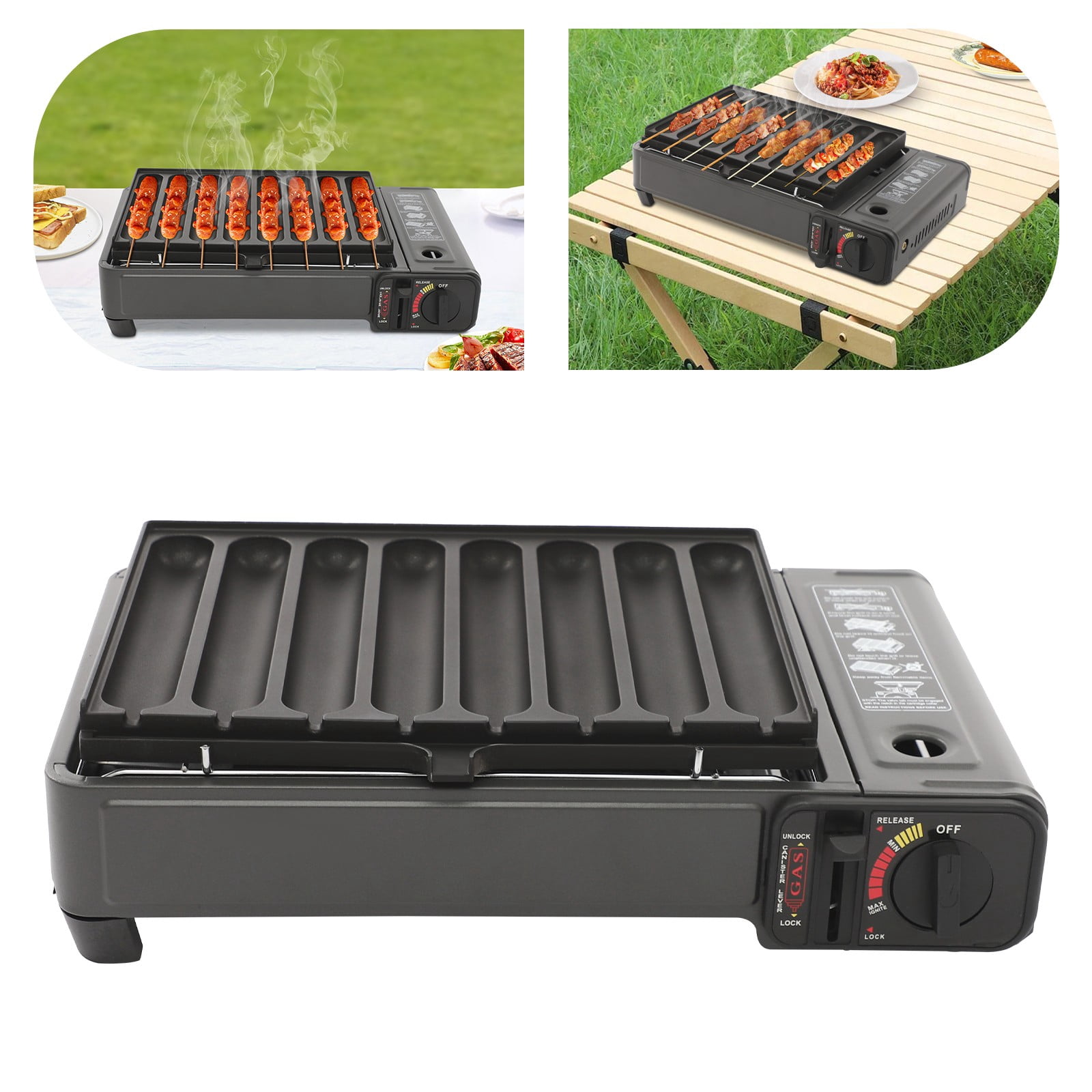 2.2KW Butane Stove Portable Camping Gas Stove Gas Grill Stove Outdoor Cooking Black