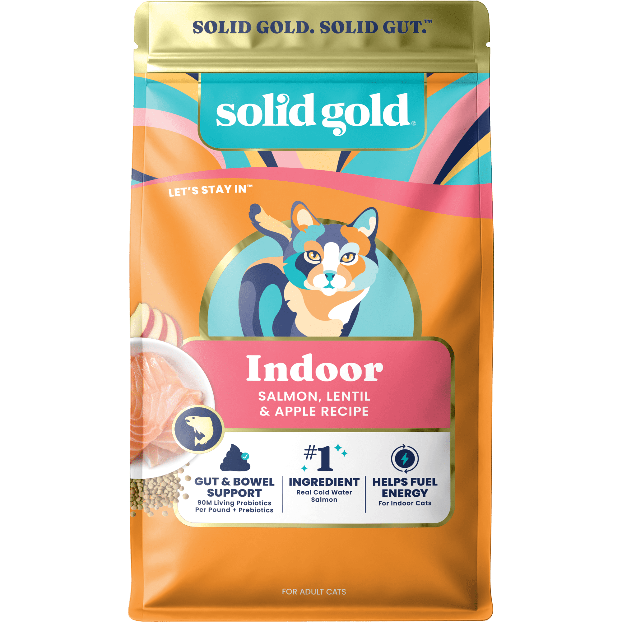 Solid Gold Let's Stay In Dry Cat Food, Salmon, Lentil & Apple Recipe, Grain Free, 3 lb Bag