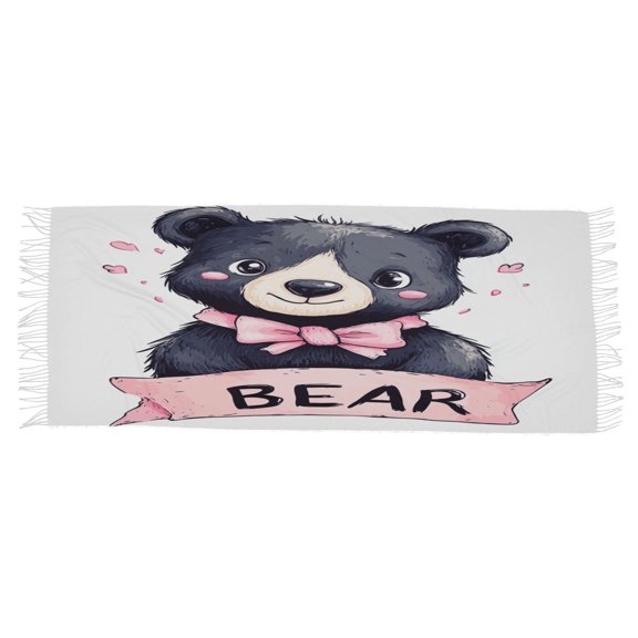 BZSMCE Women Scarf Cute Black Bear Simple Pattern Soft Warm Long Large Scarves