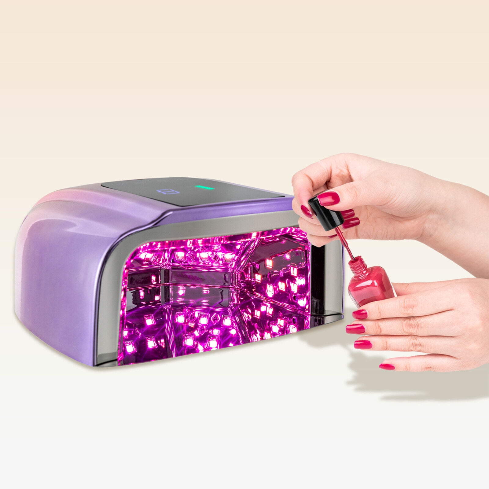 96W 15600mAh Cordless Rechargeable LED UV Nail Lamp Nail Gel Polish Light Dryer Light Purple