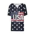 thumbnail image 4 of Fashion American Flag Shirts Women Cute Henley V Neck Button Down Shirts USA Flag Graphic Short Sleeve Tops Summer Dressy Casual Blouses Independence Day Patriotic T-Shirts Summer Tees, 4 of 5