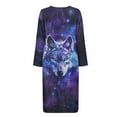 thumbnail image 4 of Yuyamidu Wolf Womens Robes Lightweight Long Sleeves Bathrobe Starry Sky Long Sleepwear Soft Mid-Length Robe Nightgrown Wedding Party Loungewear Size 2XL, Purple, 4 of 7