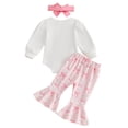 thumbnail image 4 of CAICJ98 My First Easter Baby Girl Outfit Bunny Long Sleeve Shirt Onesie Romper Bell Bottoms Pants Newborn Easter Clothes (White,6-12 Months), 4 of 7