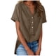 thumbnail image 3 of TaTaai Summer V Neck Casual Top, Women's Half Button Open Front Design, Linen Inspired Short Sleeve Solid Color Shirt Gift, 3 of 9