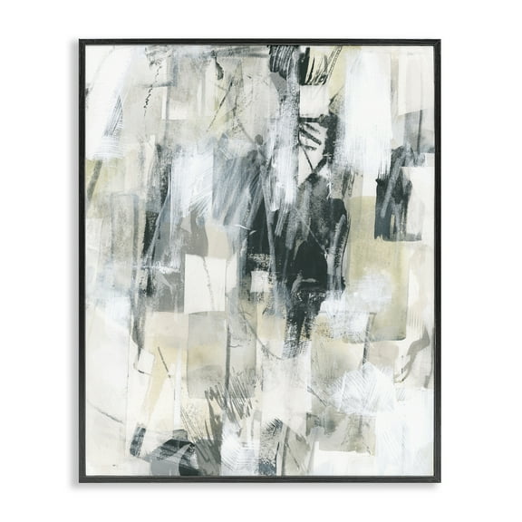 Stupell Industries Grey Layered Restless Shapes Abstract Painting Black Framed Art Print Wall Art, 11 x 14