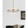 thumbnail image 2 of Maklaine Modern 32" Round Iron and Crystal Chandelier in Satin Gold, 2 of 8