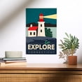 thumbnail image 2 of Connecticut, Go Explore (Lighthouse), Vector Style Birch Wood Wall Sign (12x18 Rustic Home Decor, Ready to Hang Art), 2 of 5
