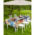 thumbnail image 4 of Fsddascl Soccer Outdoor Tablecloth - 60x102 Inch Rectangle Dining Table Cover, Yellow Blue Pink Watercolor Abstract Art Sports Waterproof Outdoor Table Cloth with Umbrella Hole & Zipper for Patio, 4 of 7