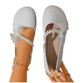 thumbnail image 6 of SuTry Women's Round Toe Flats Pearl Diagonal Strap Bow Decor Slip On Lightweight Comfortable Casual Walking Shoes(38), 6 of 9