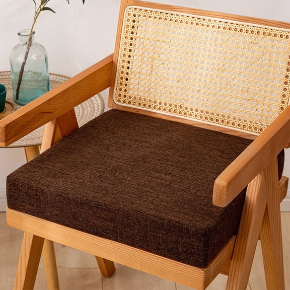 XmhyTop-A 45x45x5cm Square Seat Cushion, Non-Slip Armchair Cushion Chair Pad with Linen Cover, Comfort Foam Seat Cushion for Dining, 1-Piece,Brown