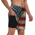 thumbnail image 2 of Logiee American Flag1 Print Men's Swim Trunk,Quick Dry Board Shorts ,Men's Swim Trunks with Compression Liner, Bathing Suits with Pockets-X-Large, 2 of 6