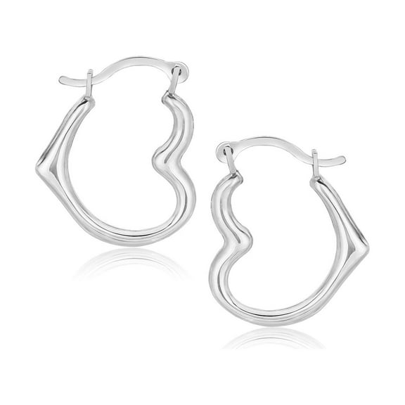 10k White Gold Heart Hoop Earrings
