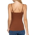 thumbnail image 4 of Juniors Solid Plain Adjustable Spaghetti Strap Layering Cropped Camisole Tank Top (Truffle, L), 4 of 4