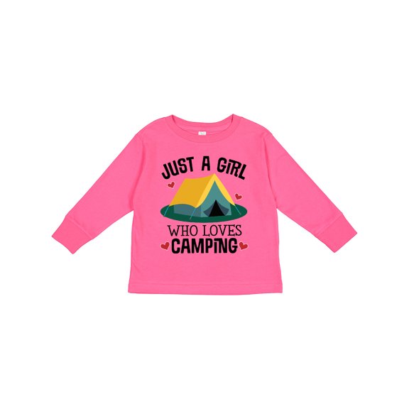 Inktastic Just a Girl Who Loves Camping Girls Long Sleeve Toddler T-Shirt