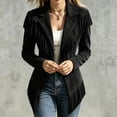 thumbnail image 7 of Women Suede Fringe Jacket Lapel Long Sleeve Open Front Western Coat with Tassel Trim Casual Slim Outerwear for Autumn, 7 of 7