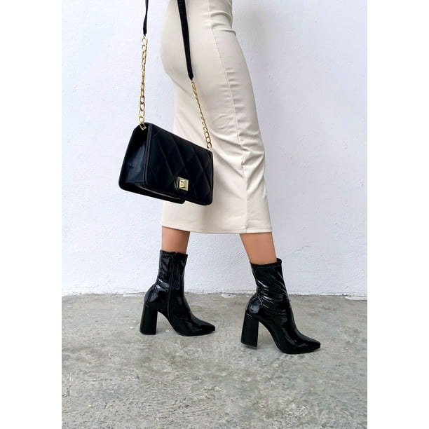 Botines De Tacón Con Punta Picuda Manhattan Grace Alley Charol