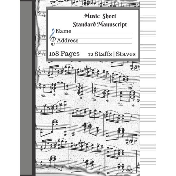 Music Sheet Standard Manuscript 108 Pages 12 Staffs Staves Music