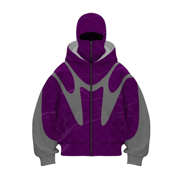 MHFRRA Sudaderas con Capucha y Cremallera para Hombre, Estilo Casual Púrpura