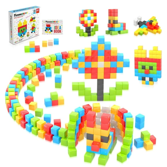 Bloques de construcción magnéticos PicassoTiles PMC60 con libro de ideas