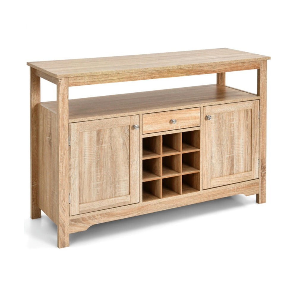 Finihen Kitchen Storage Cabinet, Buffet Sideboard, Server Buffet Sideboard With Wine Rack and Open Shelf, for Dining Room, Kitchen, Living Room, Natural Finihen Kitchen Storage Cabinet, Buffet Sideboard, Server Buffet Sideboard With Wine Rack and Open Shelf, for Dining Room, Kitchen, Living Room, Natural