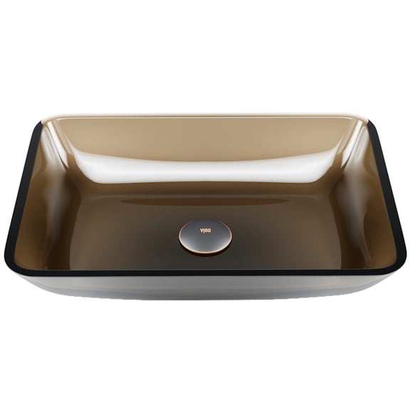 VIGO Donatello Artistic Rubywood Glass 18 in. L x 13 in. W x 4 in. H Rectangular Vessel Bathroom Sink