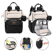 BabbleRoo Large Capacity Baby Diaper Bag Backpack, Black & Apricot, Waterproof and Stylish