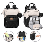 BabbleRoo Large Capacity Baby Diaper Backpack, Waterproof Design for Infants & Toddlers, Black & Apricot