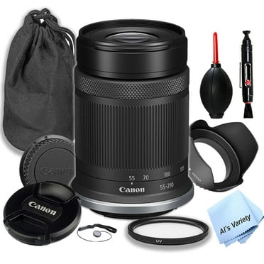 Canon RF-S 55-210mm f/5-7.1 is STM Lens (Canon RF),UV Filter,Lens Pouch,Hood and More (9pc)